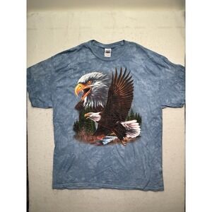 Vintage 90s‎ Bald Eagle Shirt Size XL Wildlife Nature Forest Tie Dye Camping